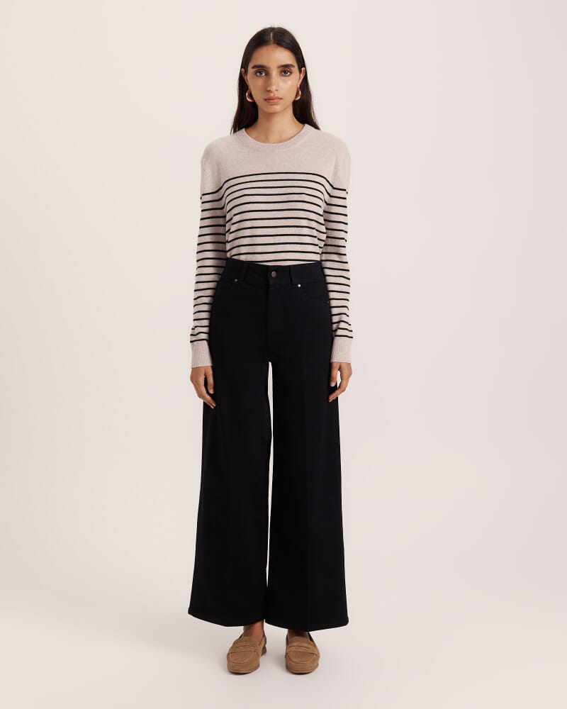 Anna Marine Wide Leg Jean in BLACK