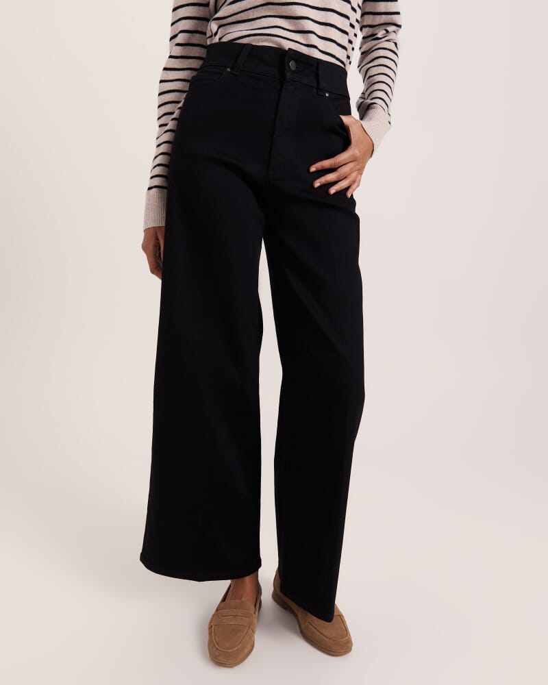 Anna Marine Wide Leg Jean in BLACK