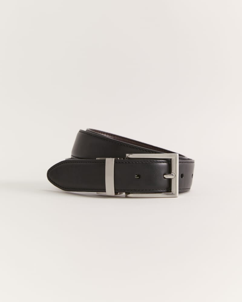 Leather Reversible Belt in BLACK/BROWN