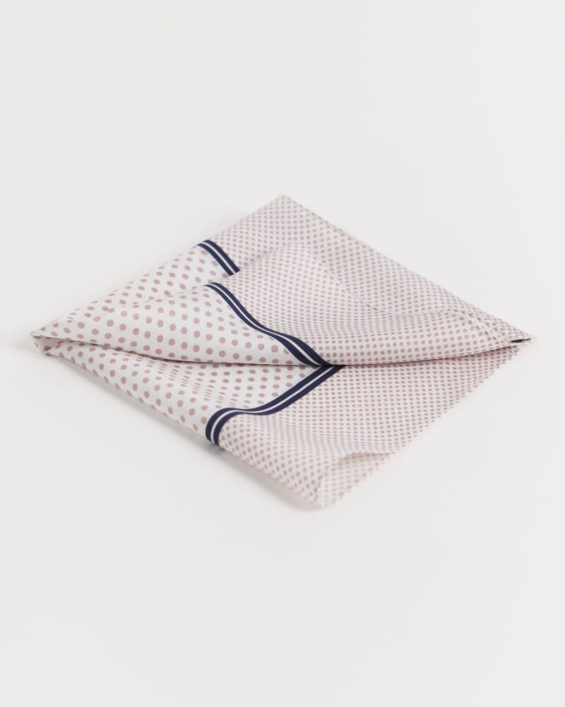 Spot Silk Pocket Square in PINK/WHITE