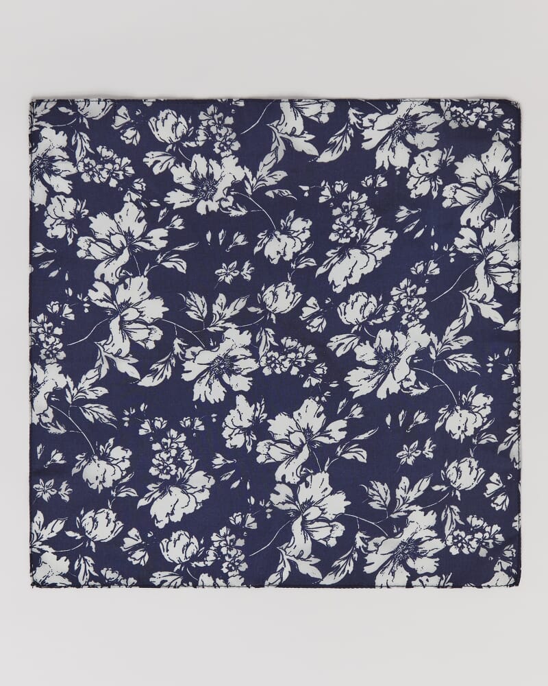 Floral Silk Pocket Square in BLUE/WHITE