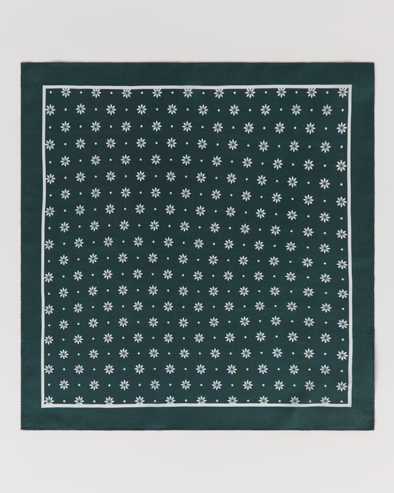 Mini Geo Silk Pocket Square in GREEN
