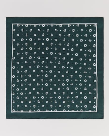 Mini Geo Silk Pocket Square in GREEN