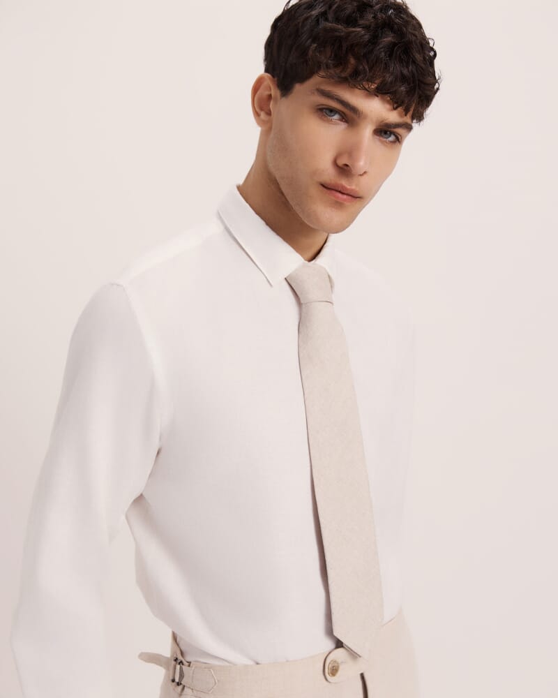 Yarn Dyed Linen Tie in OATMEAL