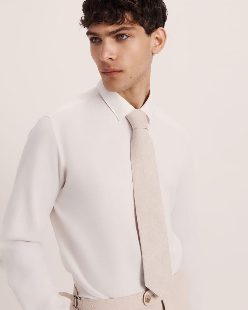 Yarn Dyed Linen Tie in OATMEAL