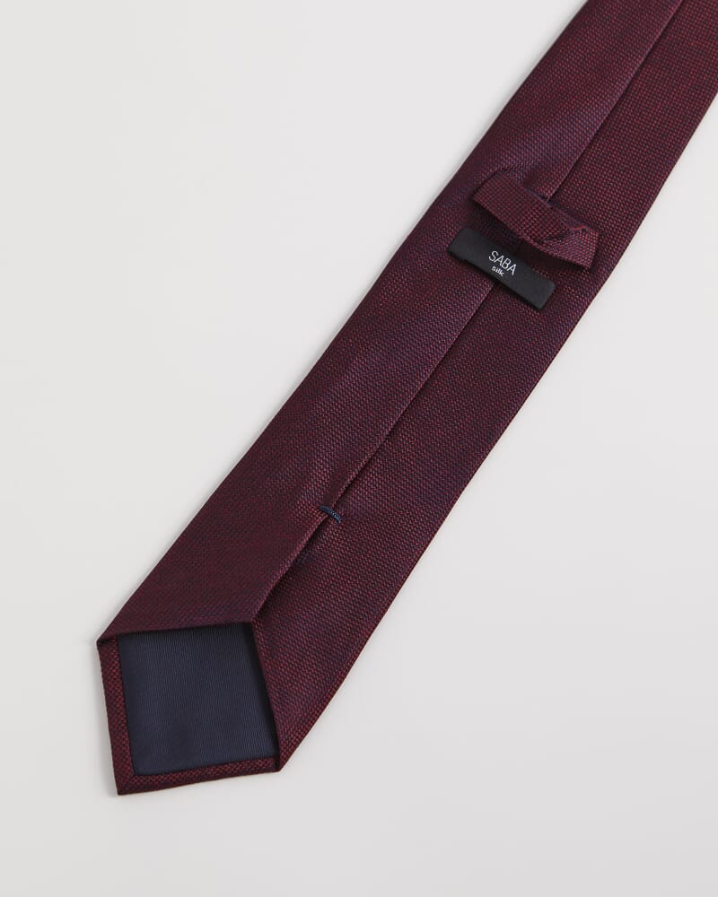 Dobby Silk Tie in NAVY/RED