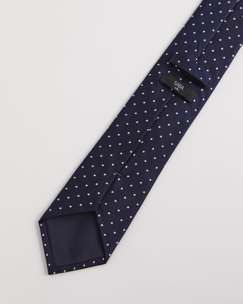 Silk Micro Dot Tie in NAVY