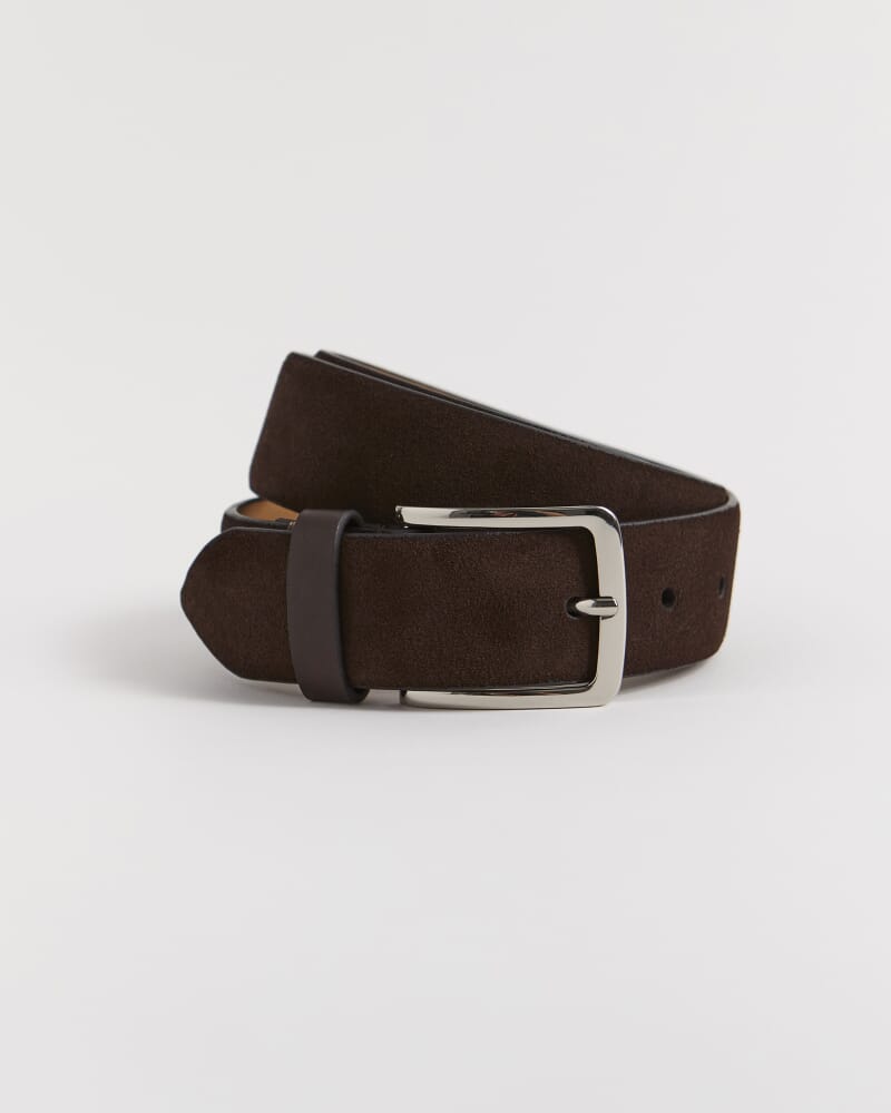Suede Leather Belt in BROWN