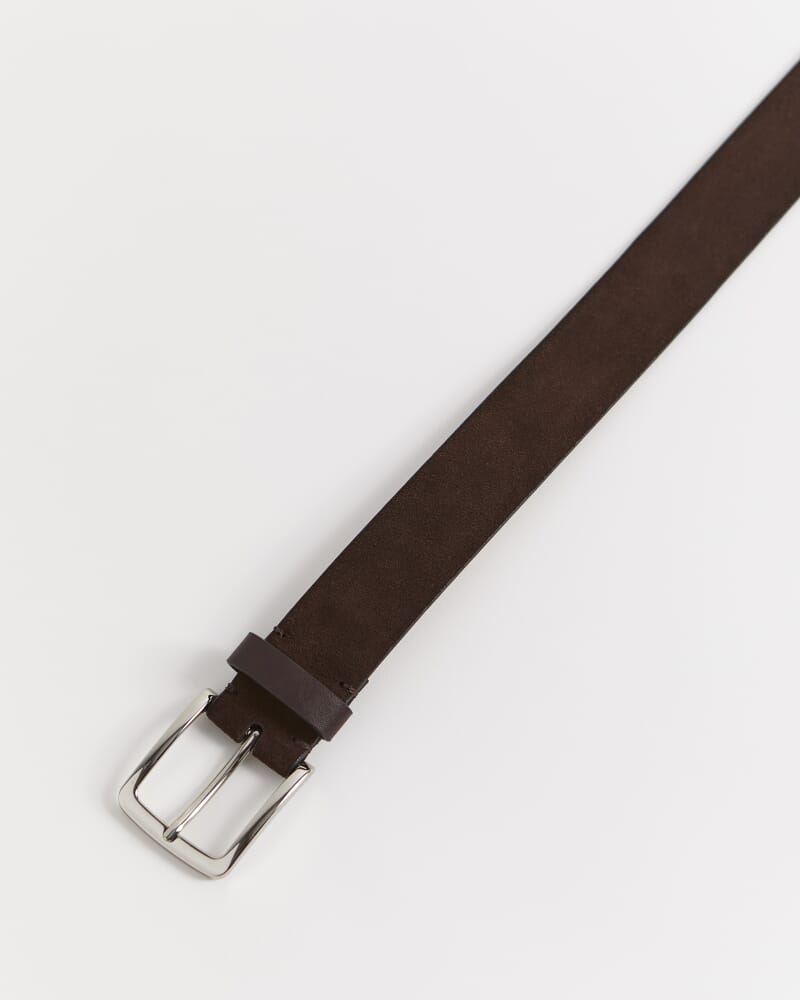 Suede Leather Belt in BROWN