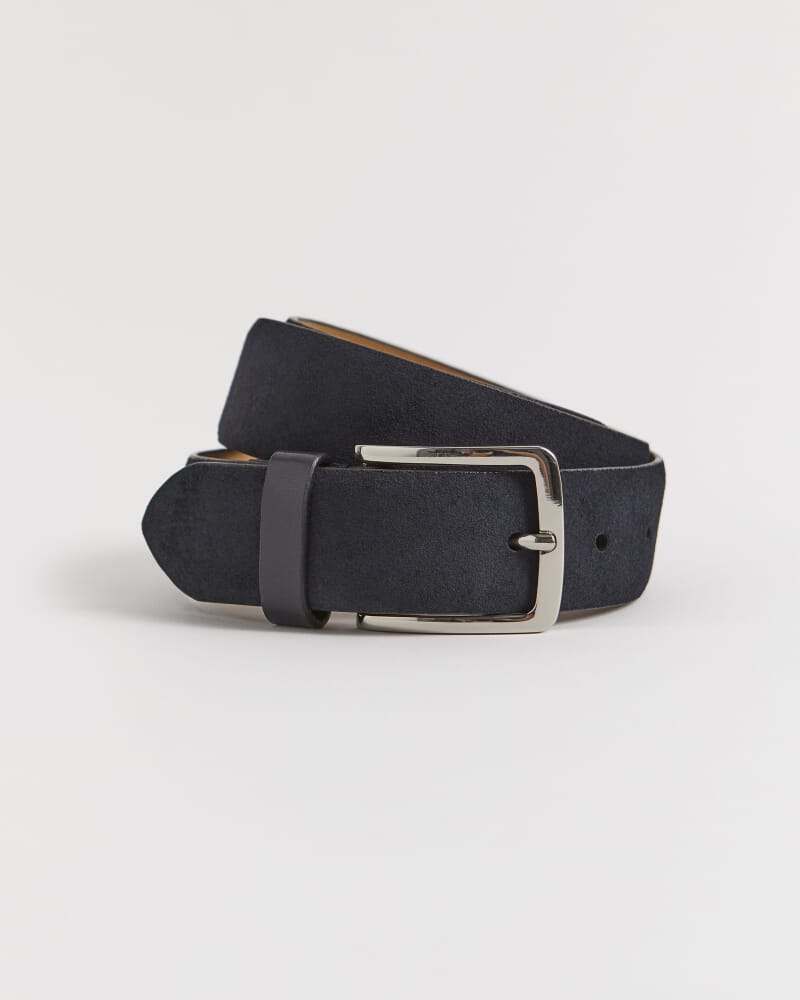 Suede Leather Belt in NAVY