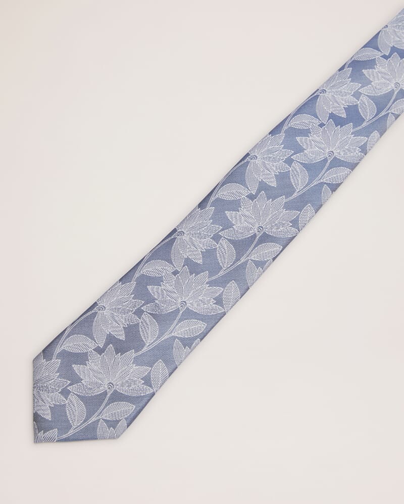 Floral Silk Tie in BLUE/WHITE