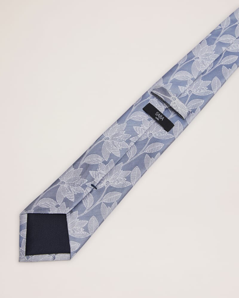 Floral Silk Tie in BLUE/WHITE