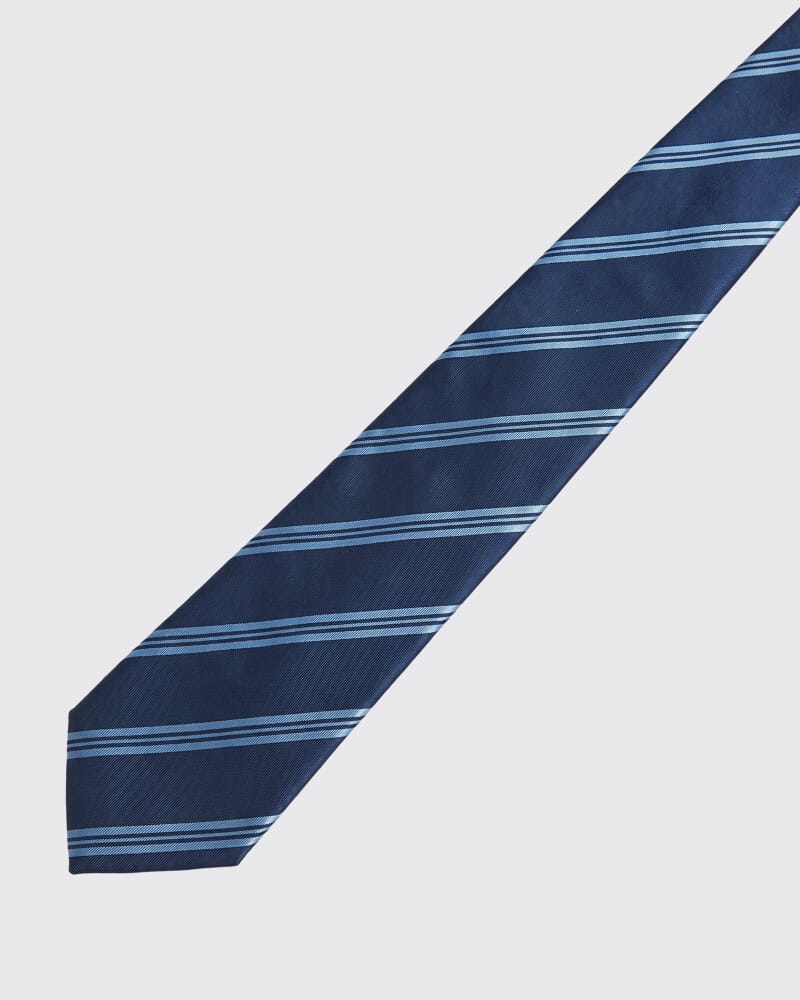 Stripe Silk Tie in NAVY/BLUE