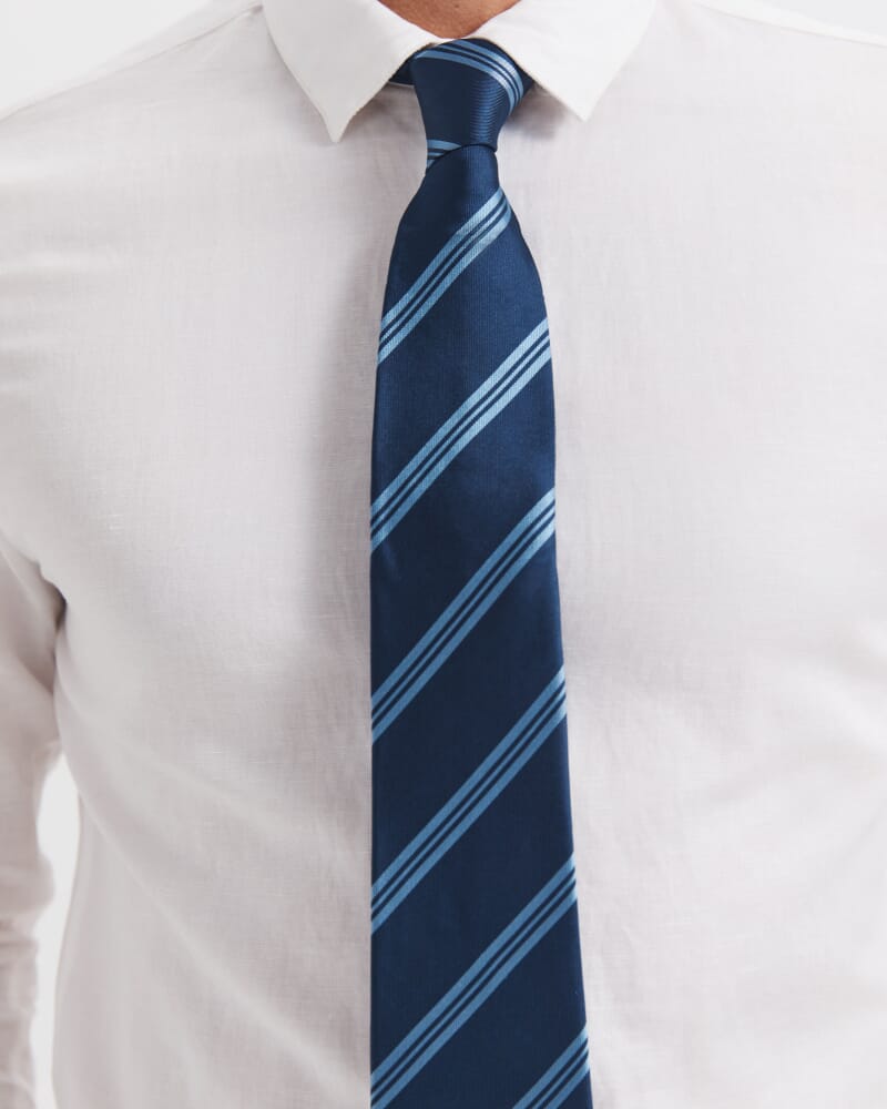 Stripe Silk Tie in NAVY/BLUE