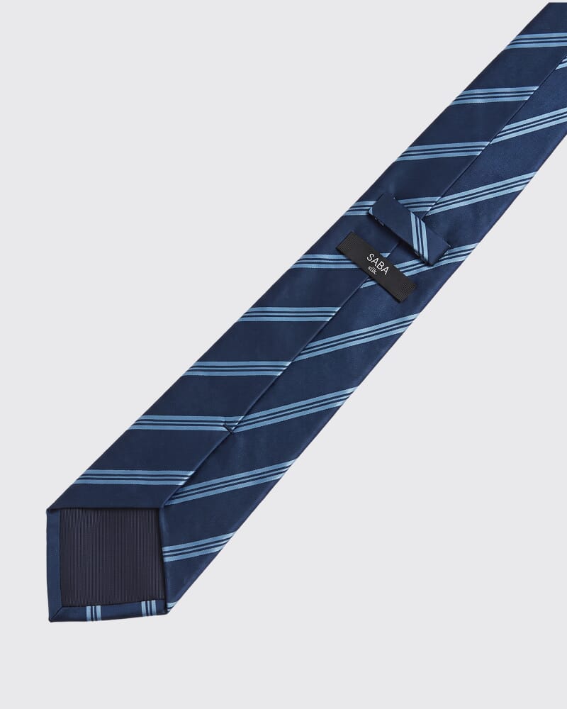 Stripe Silk Tie in NAVY/BLUE