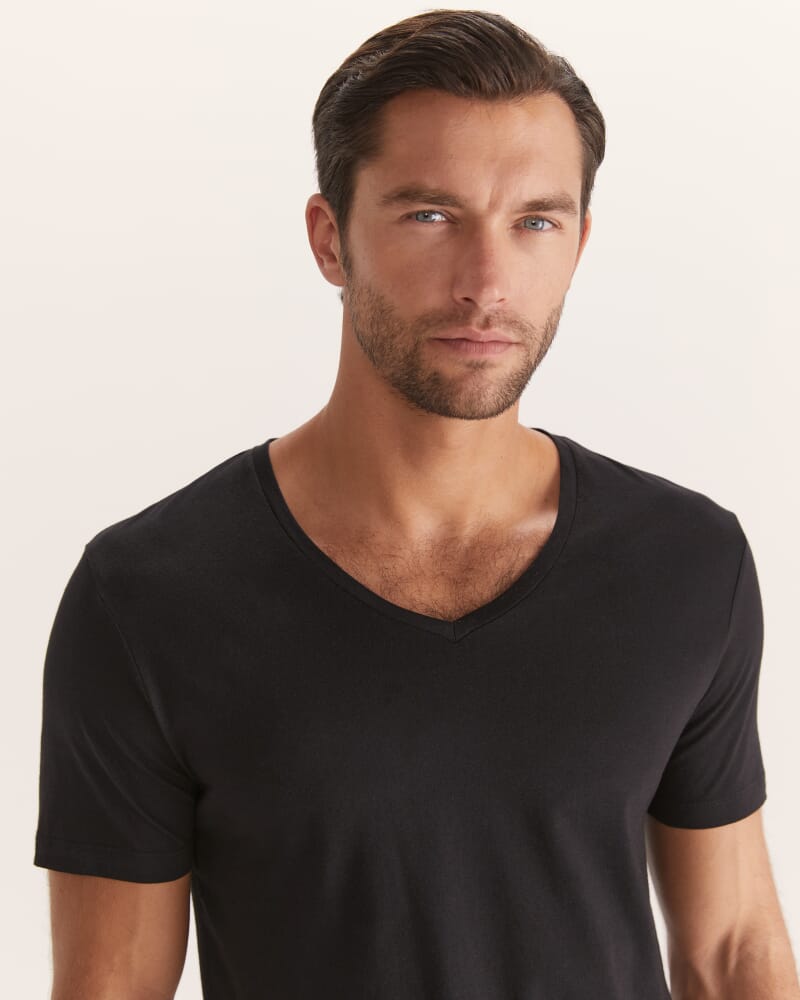 Daniel V Neck Tee in BLACK