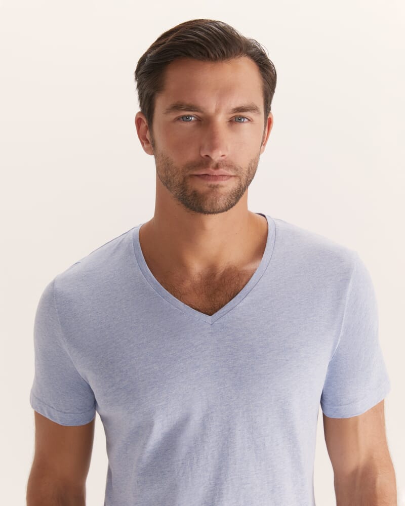 Daniel V Neck Tee in BLUE MARLE