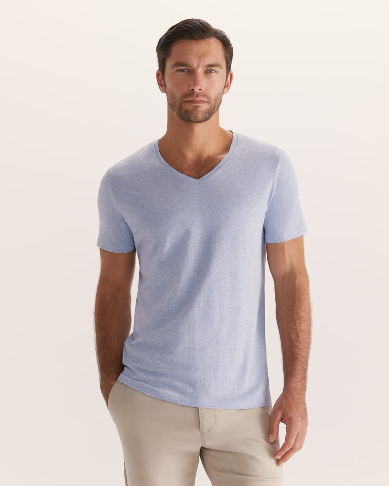 Daniel V Neck Tee in BLUE MARLE