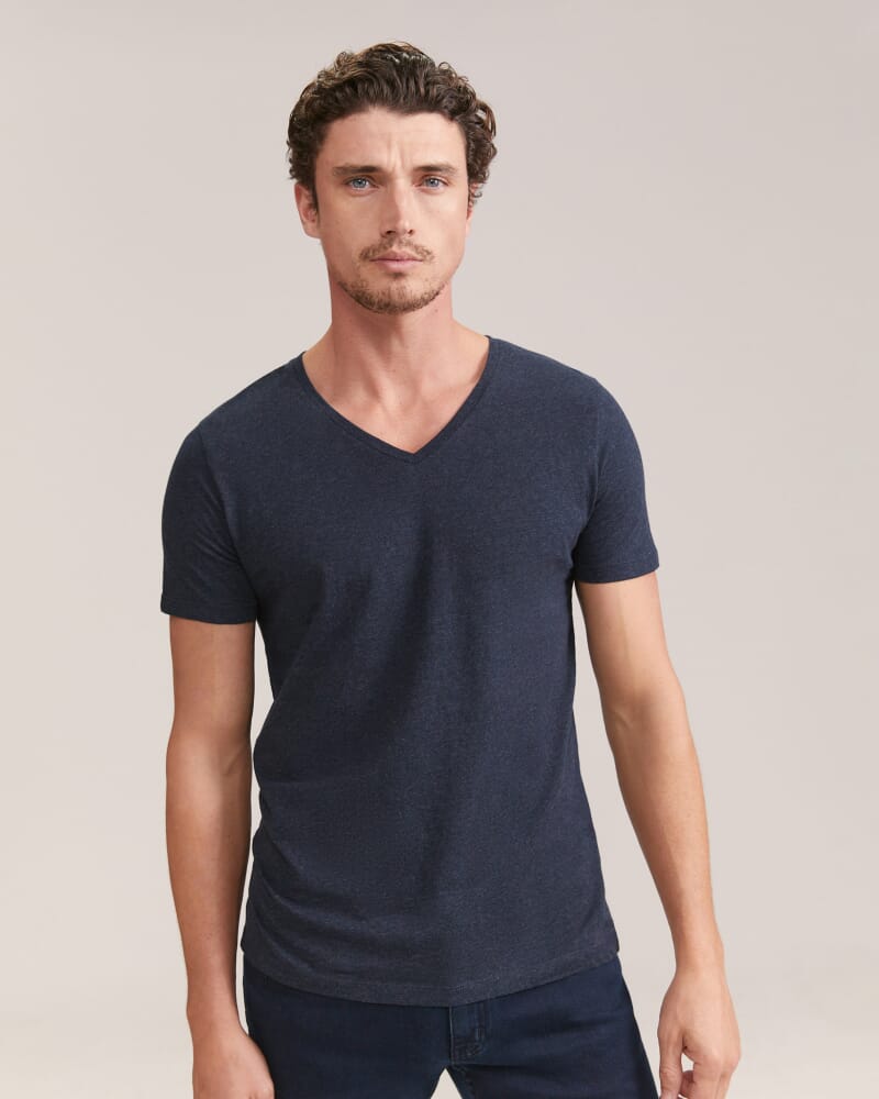 Daniel V Neck Tee in NAVY MARLE