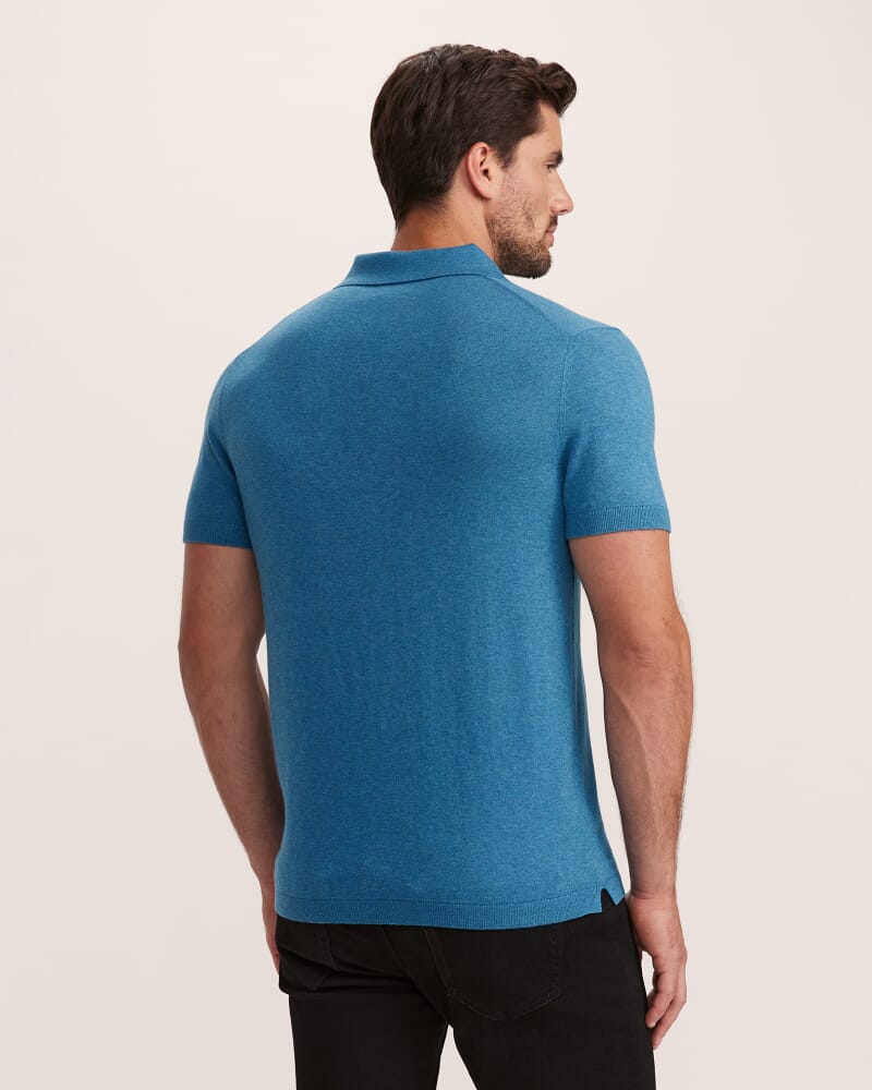 Miramar Cotton Wool Knit Polo in BLUE