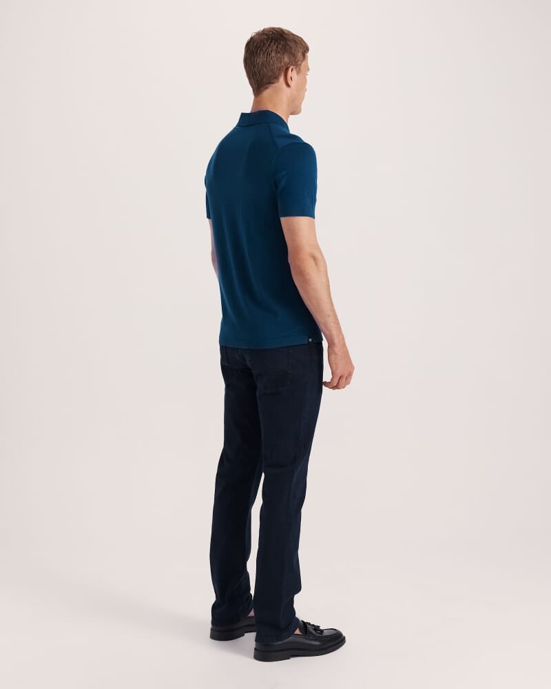Miramar Cotton Wool Knit Polo in DEEP BLUE