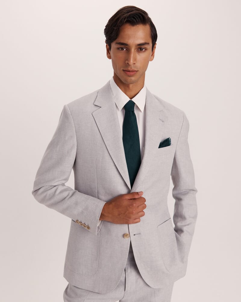 Lucian Cotton Linen Suit Jacket in SILVER