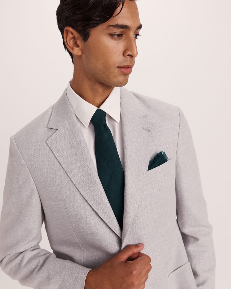 Lucian Cotton Linen Suit Jacket in SILVER