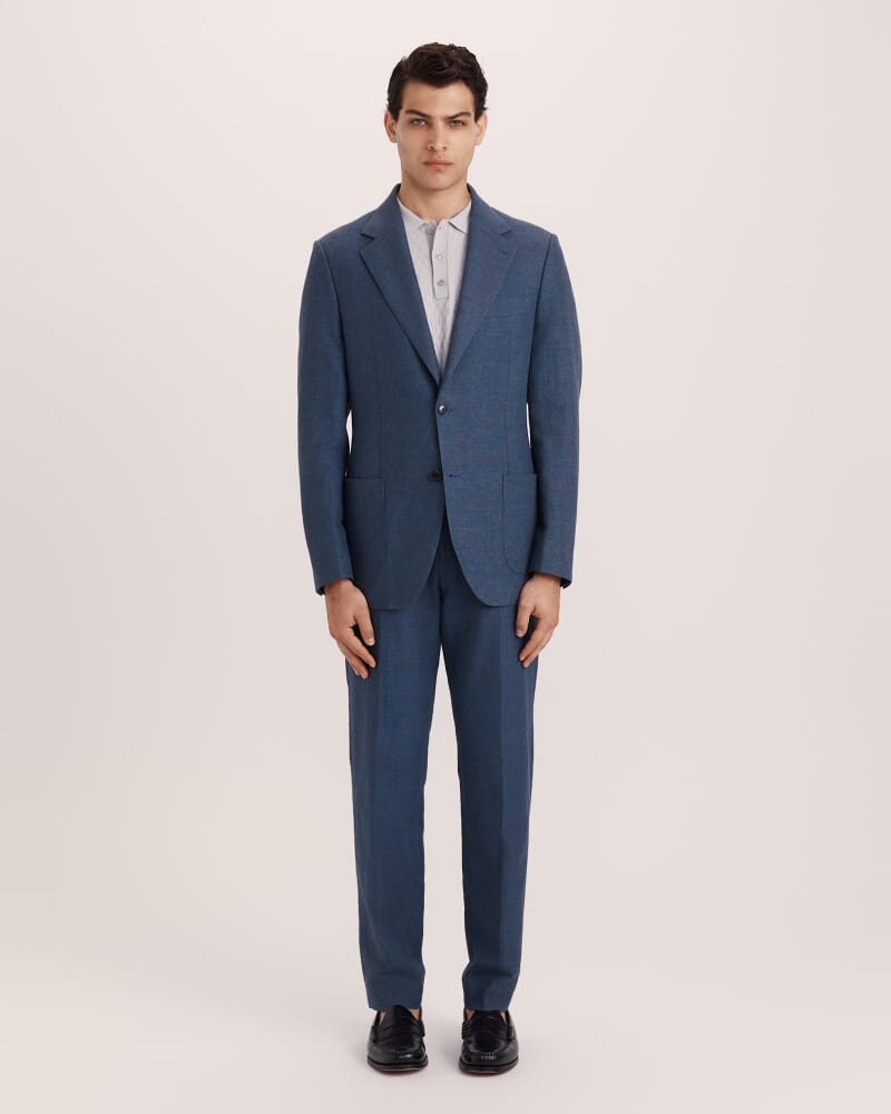 Lucian Cotton Linen Suit Jacket in STEEL