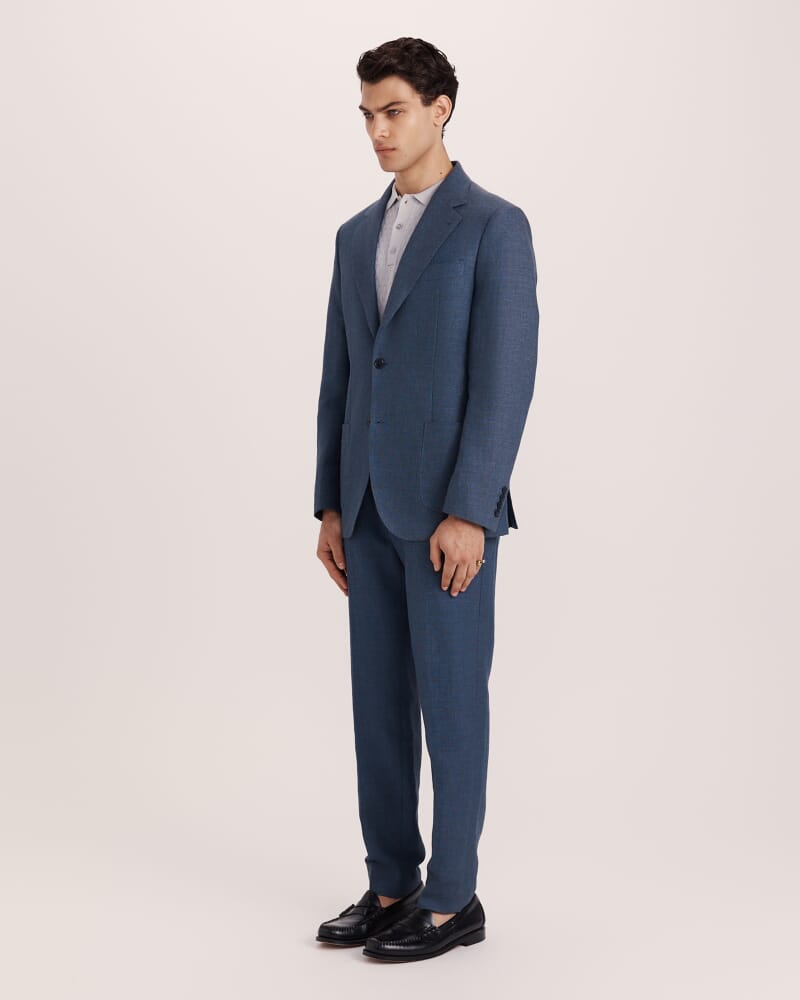 Lucian Cotton Linen Suit Jacket in STEEL