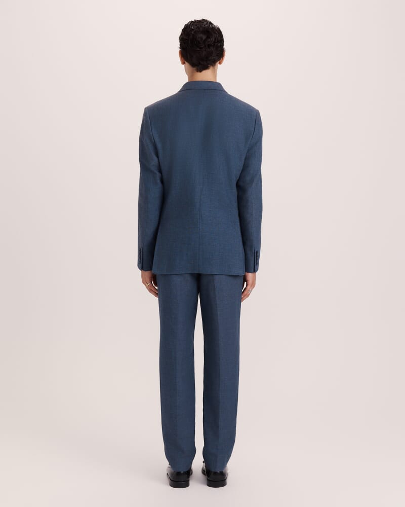 Lucian Cotton Linen Suit Jacket in STEEL