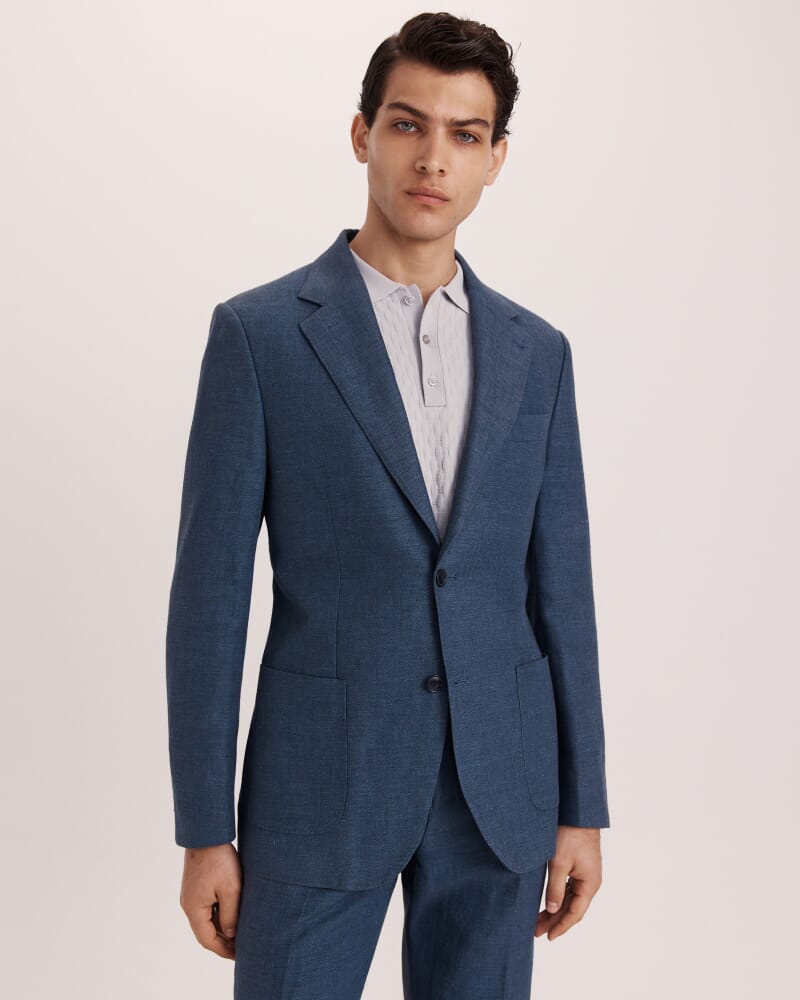 Lucian Cotton Linen Suit Jacket in STEEL