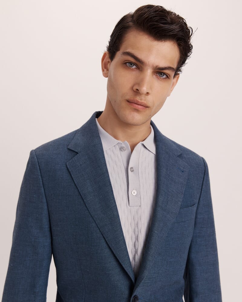 Lucian Cotton Linen Suit Jacket in STEEL