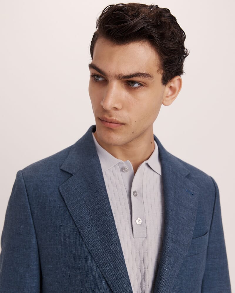 Lucian Cotton Linen Suit Jacket in STEEL