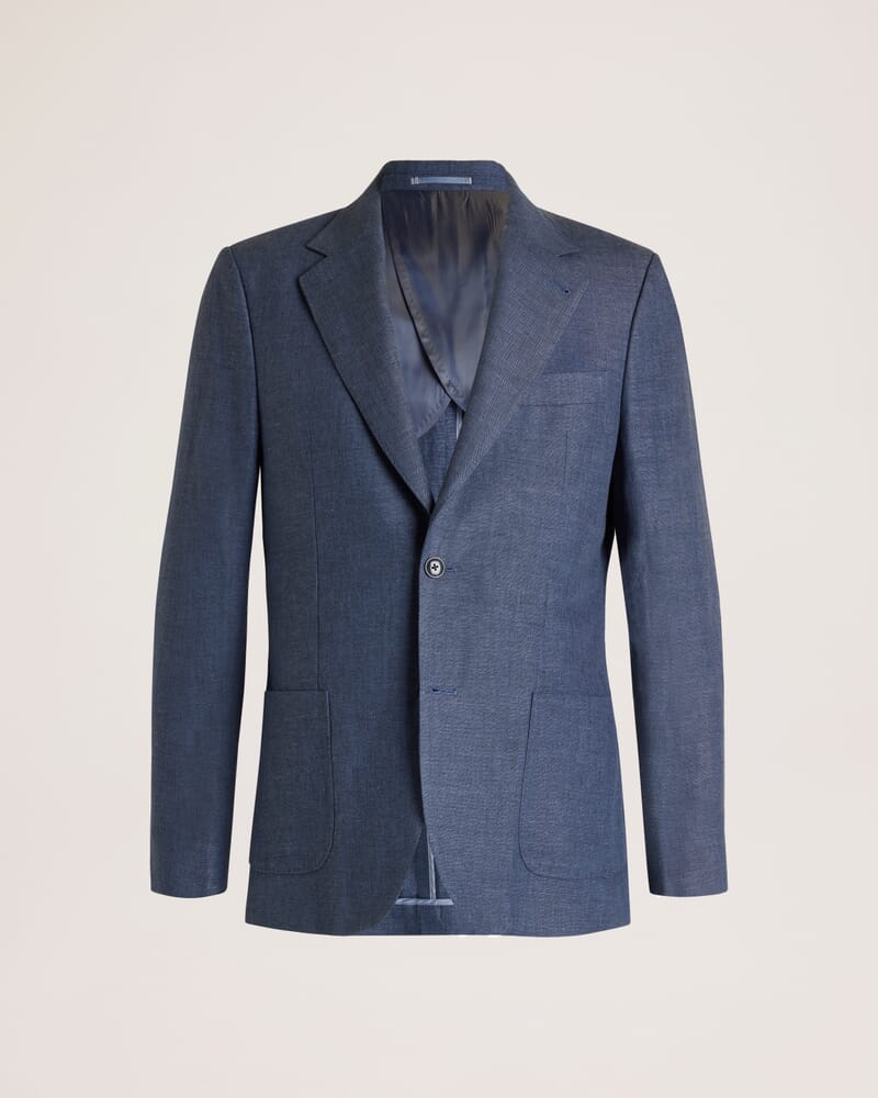 Lucian Cotton Linen Suit Jacket in STEEL