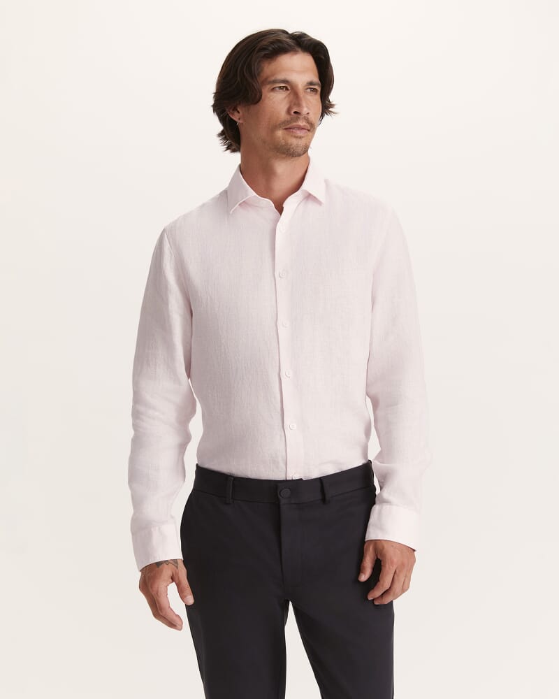 Julian Slim Linen Shirt in PALE PINK