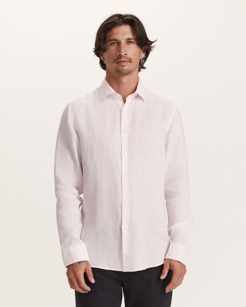 Julian Slim Linen Shirt in PALE PINK