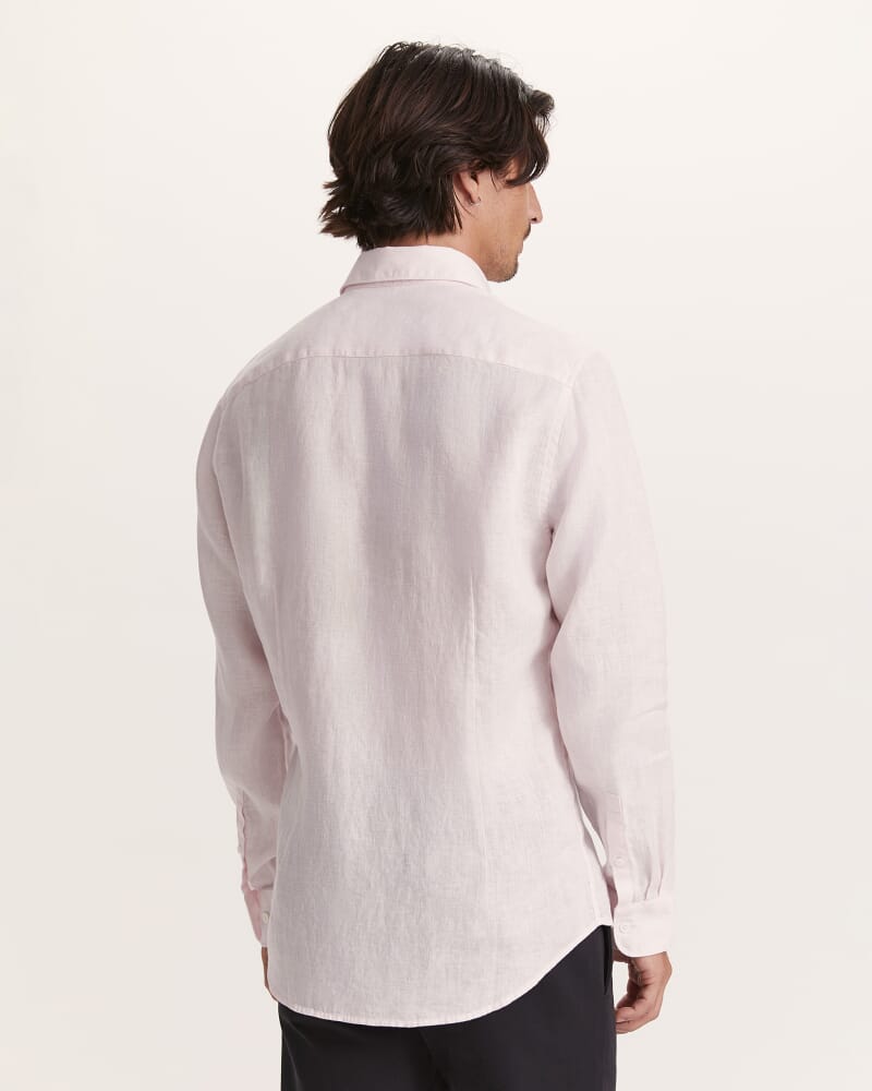 Julian Slim Linen Shirt in PALE PINK