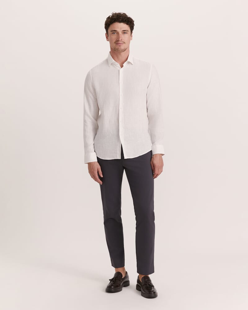 Julian Slim Linen Shirt in WHITE