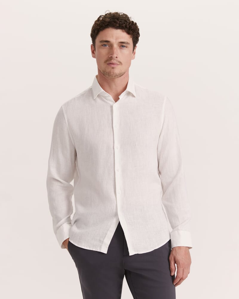 Julian Slim Linen Shirt in WHITE