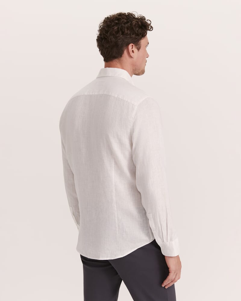 Julian Slim Linen Shirt in WHITE