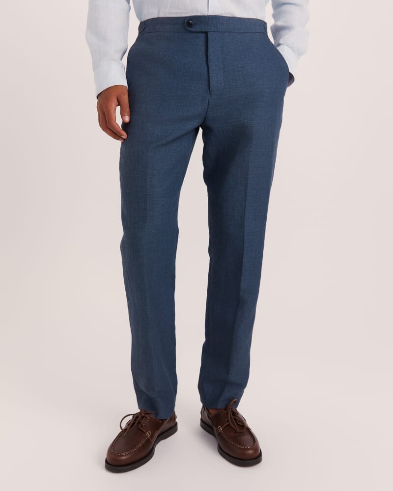 Lucian Cotton Linen Suit Pant in STEEL