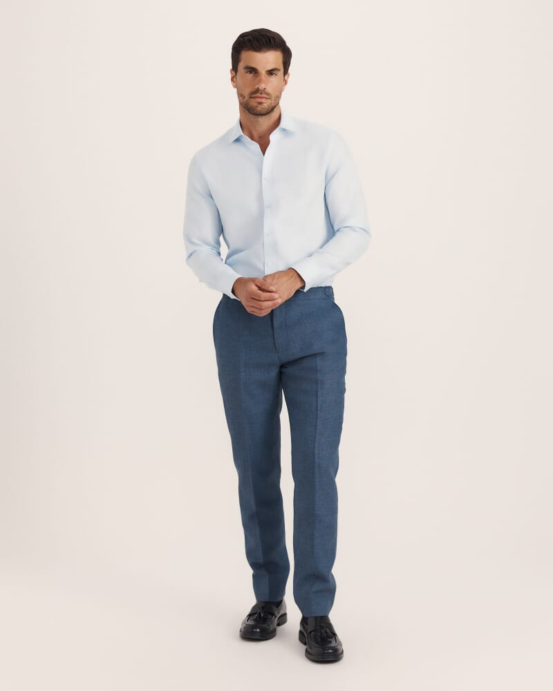 Lucian Cotton Linen Suit Pant in STEEL