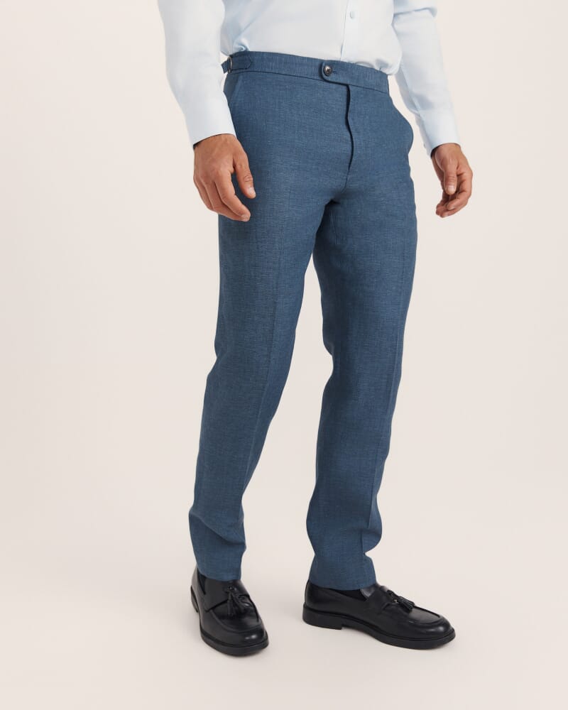 Lucian Cotton Linen Suit Pant in STEEL