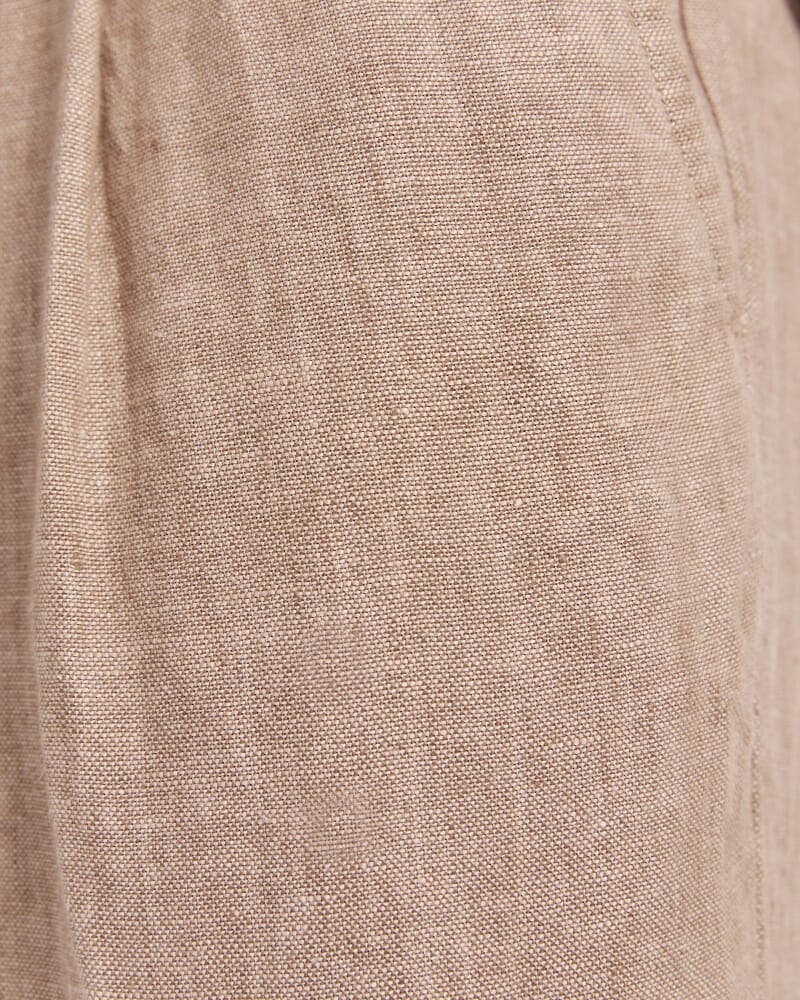 Wade Pleat Front Linen Pant in ALMOND