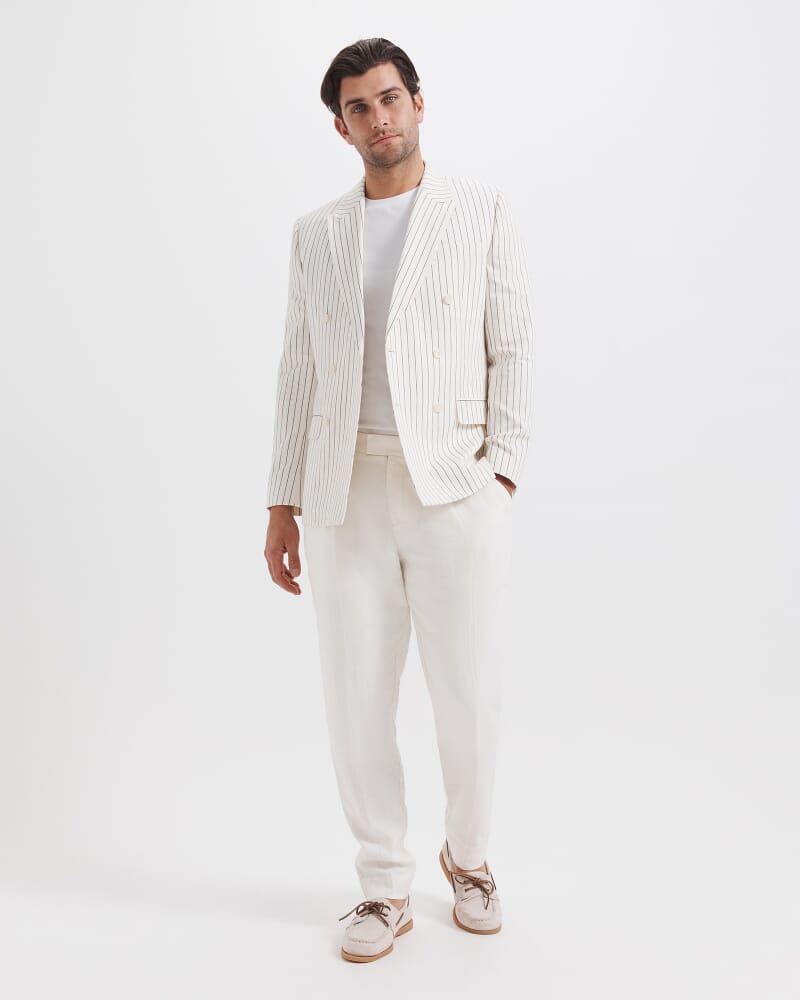 Wade Linen Blend Pant in OFF WHITE