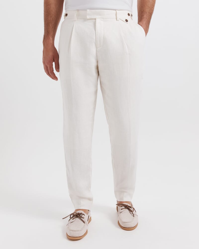 Wade Linen Blend Pant in OFF WHITE