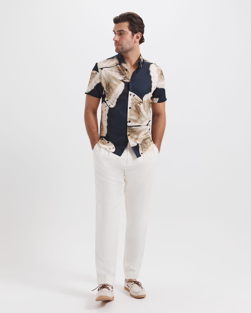 Wade Linen Blend Pant in OFF WHITE