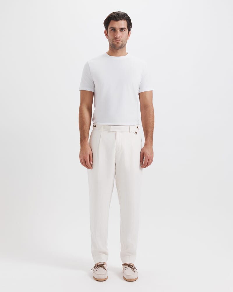 Wade Linen Blend Pant in OFF WHITE