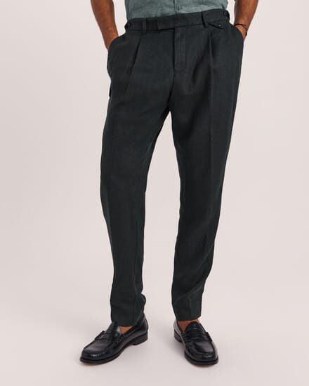 Wade Pleat Front Pant in SEAWEED