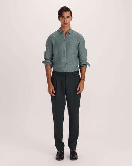 Wade Pleat Front Pant in SEAWEED